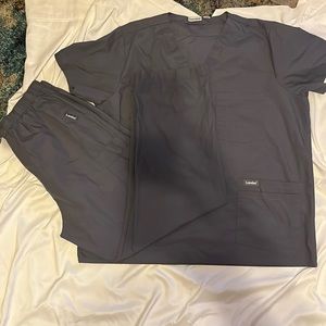 Landau 2 piece large gray shirt sleeve uniform set